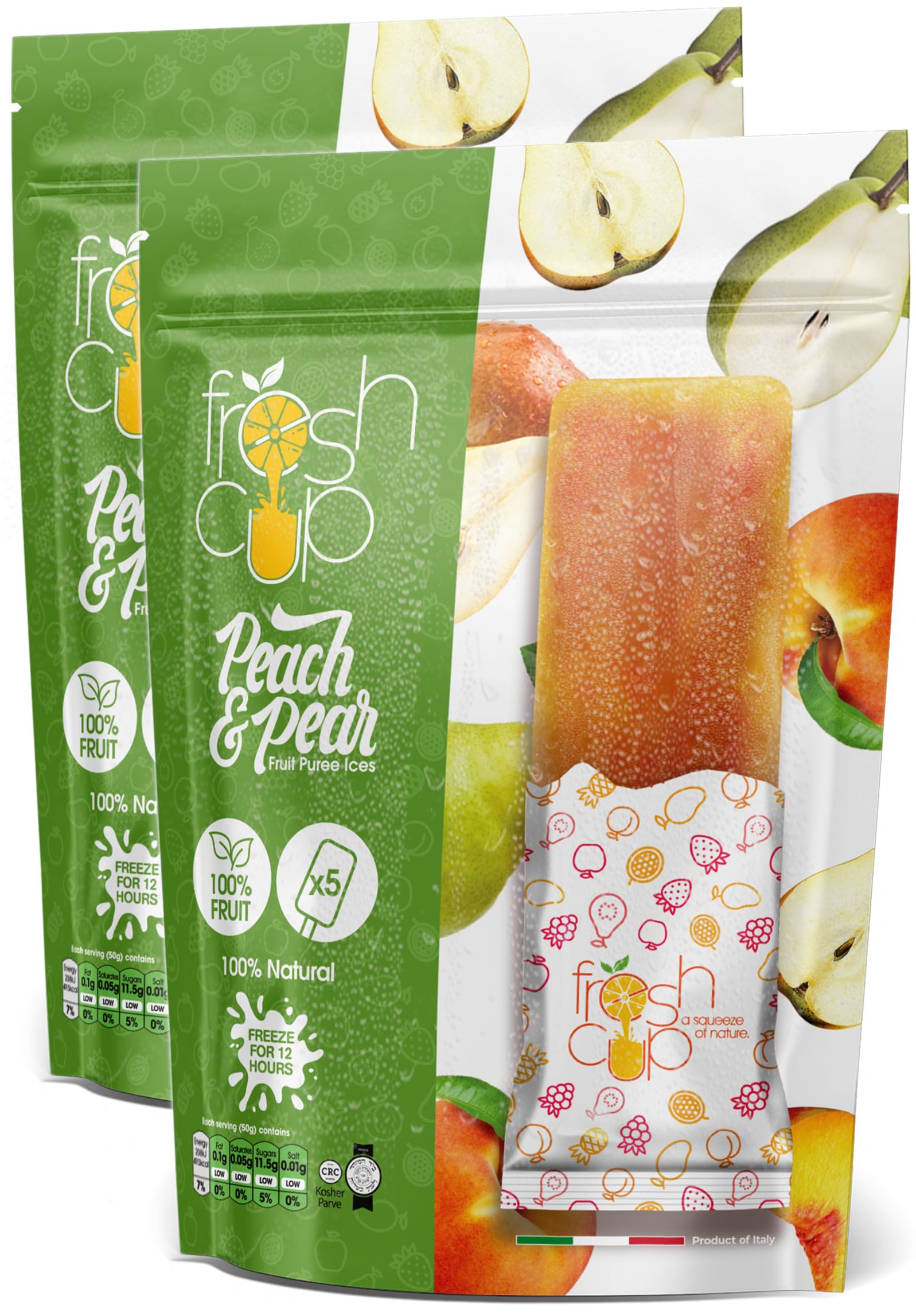 Sponsored Ad – Fresh Cup 100% Pure Fruit Puree Ices Peach & Pear Flavour 5 x 50g (Pack of 2) | No Added Preservatives, Colouring or Water | Gluten Free, Dairy Free | 100% Natural, Kosher
