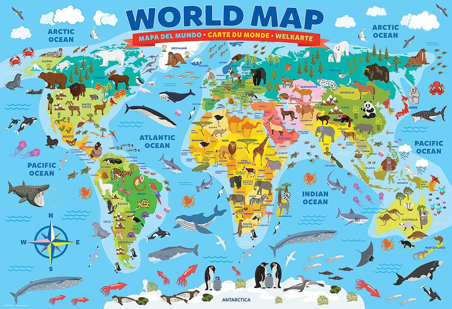 Eurographics Illustrated Map of The World 100-Piece Puzzle — view 3
