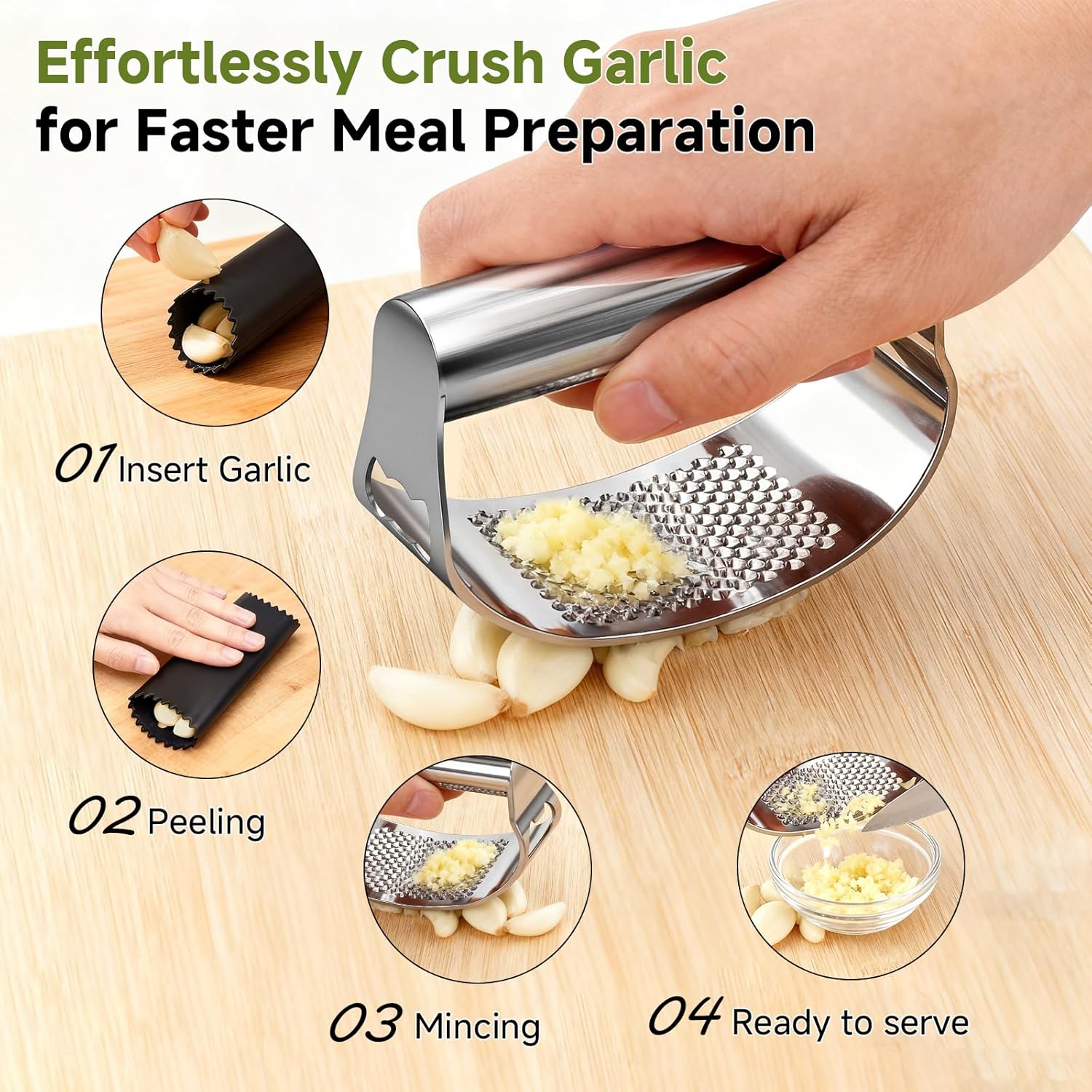 Built-in Bottle Opener Garlic Press Rocker Set Stainless Steel And All-in-One Kitchen Vegetable Peeler, Premium peelers For Kitchen - Ideal For Potato, Apple, Carrot, Fruit And More