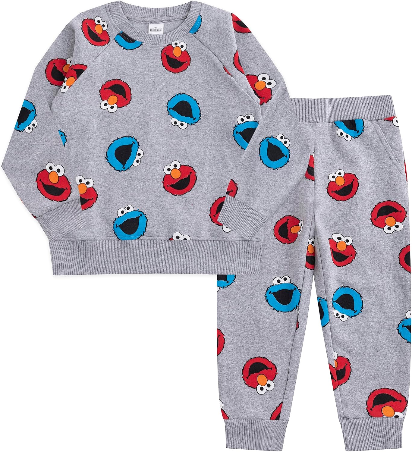 Sesame Street Elmo and Cookie Monster Boys Long Sleeve Shirt and Pants Set for Infant and Toddler
