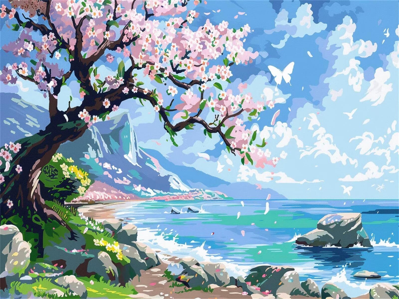 MISCER Pittura Con I Numeri Per Adulti, Paesaggio Con Telaio 30x40cm, Kit Fai Da Te Completo Con Colori E Pennelli - 2