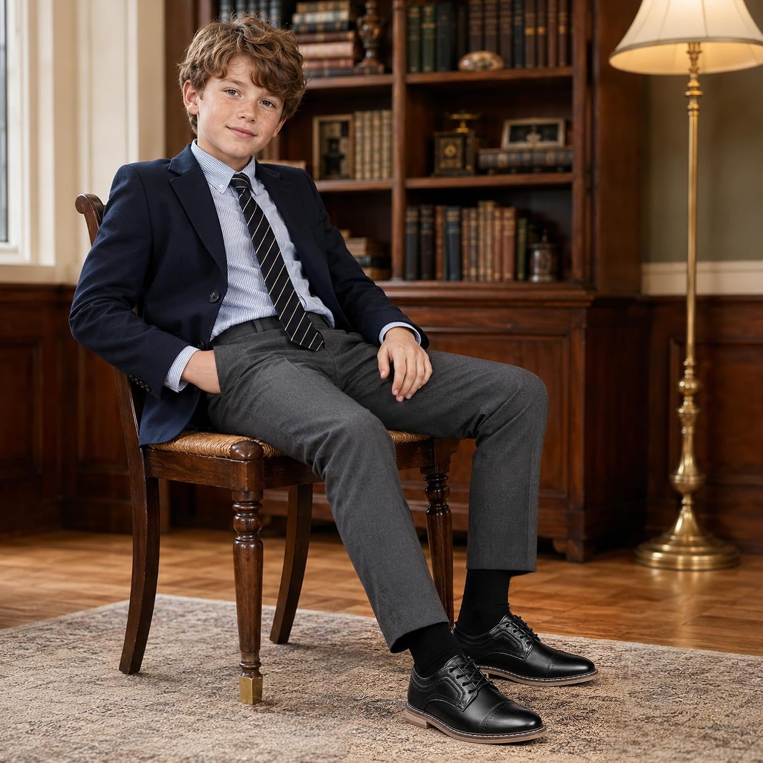 Boy's Classic Oxfords Dress Shoes Slip-On Comfort Lace-Up Shoes