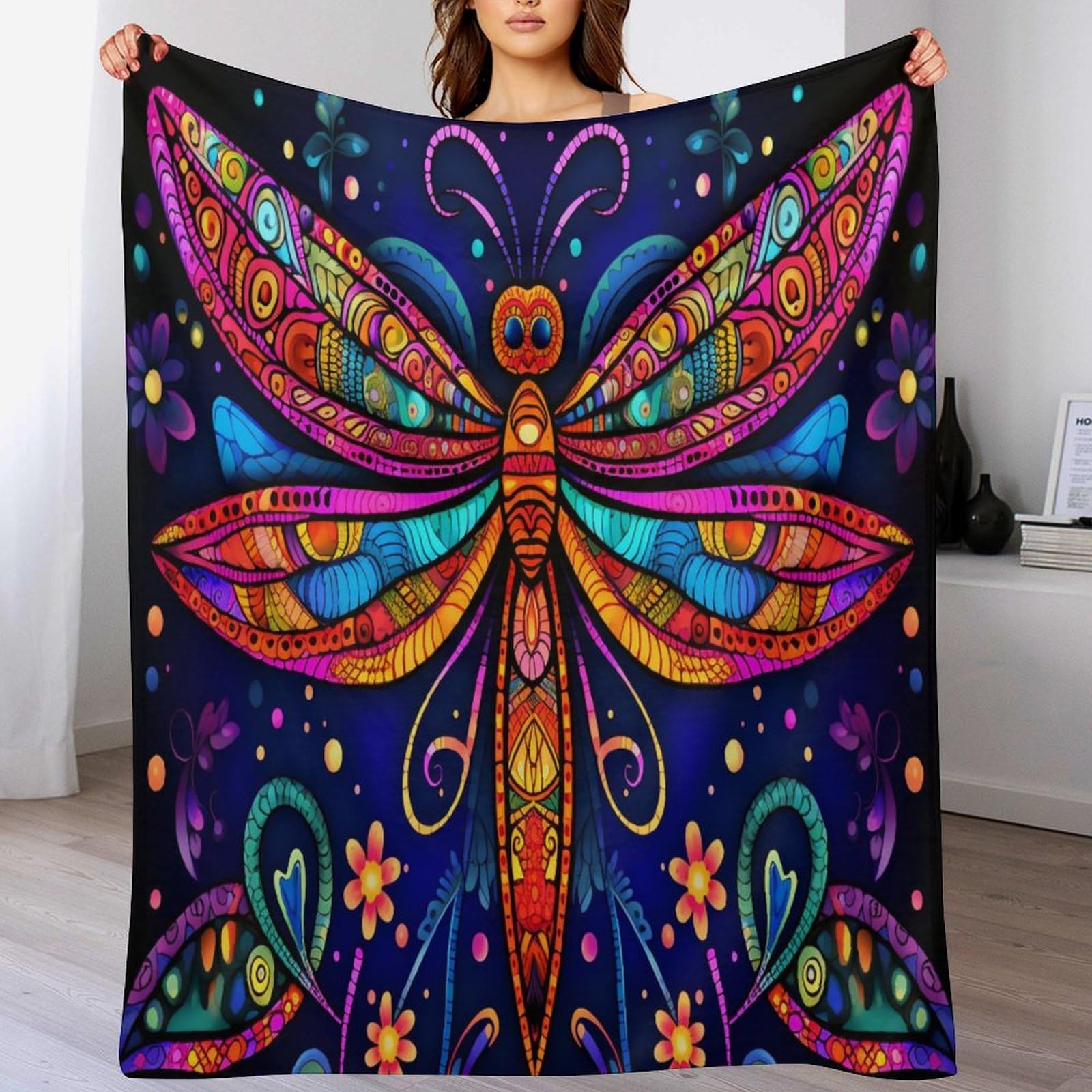Manta de forro polar cómoda Drachefly 140x180 para invierno y noches frescas de salón