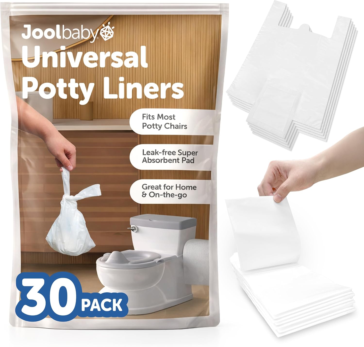 Disposable Potty Liners โ Universal Fit for Potty Chairs, Super-Absorbent (30 count) โ Jool Baby