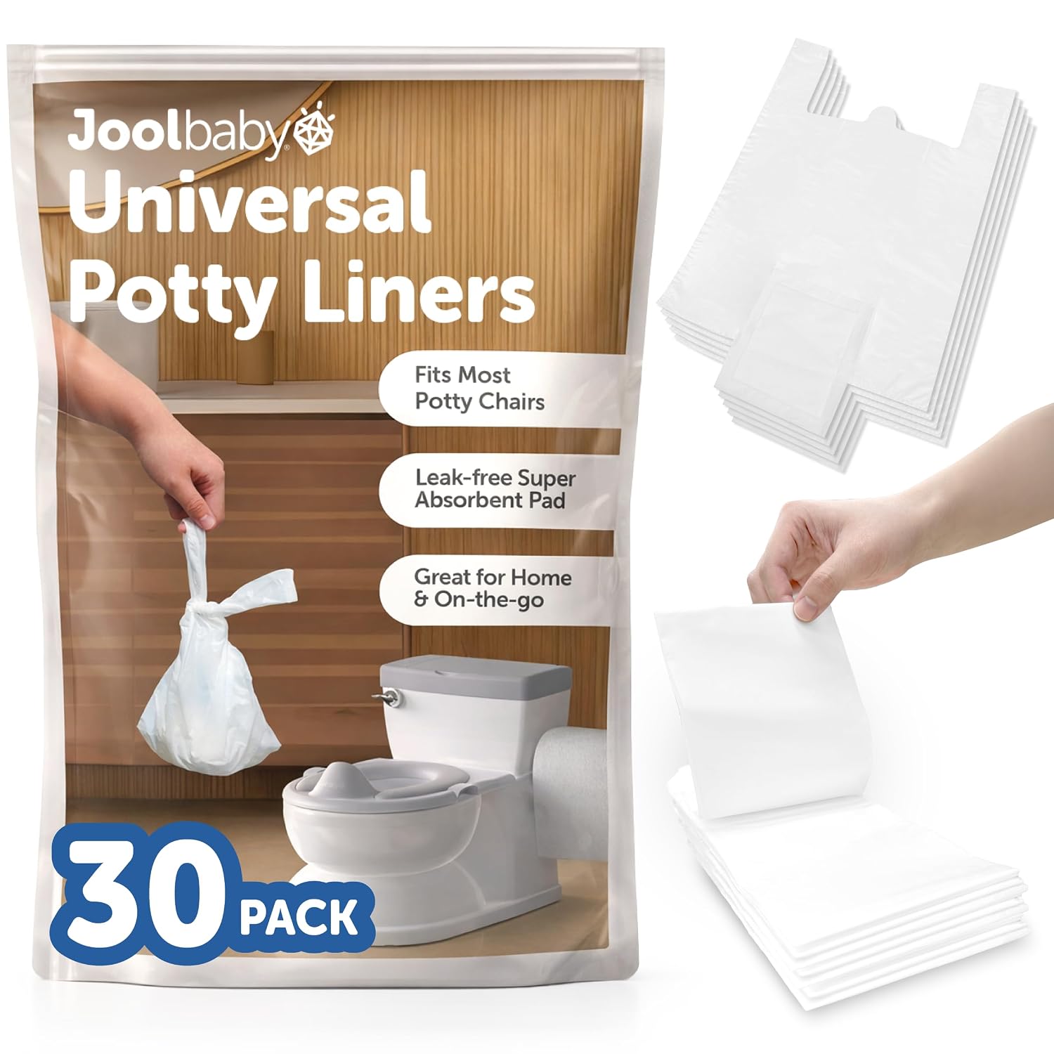 Disposable Potty Liners – Universal Fit for Potty Chairs, Super-Absorbent (30 Count) – Jool Baby
