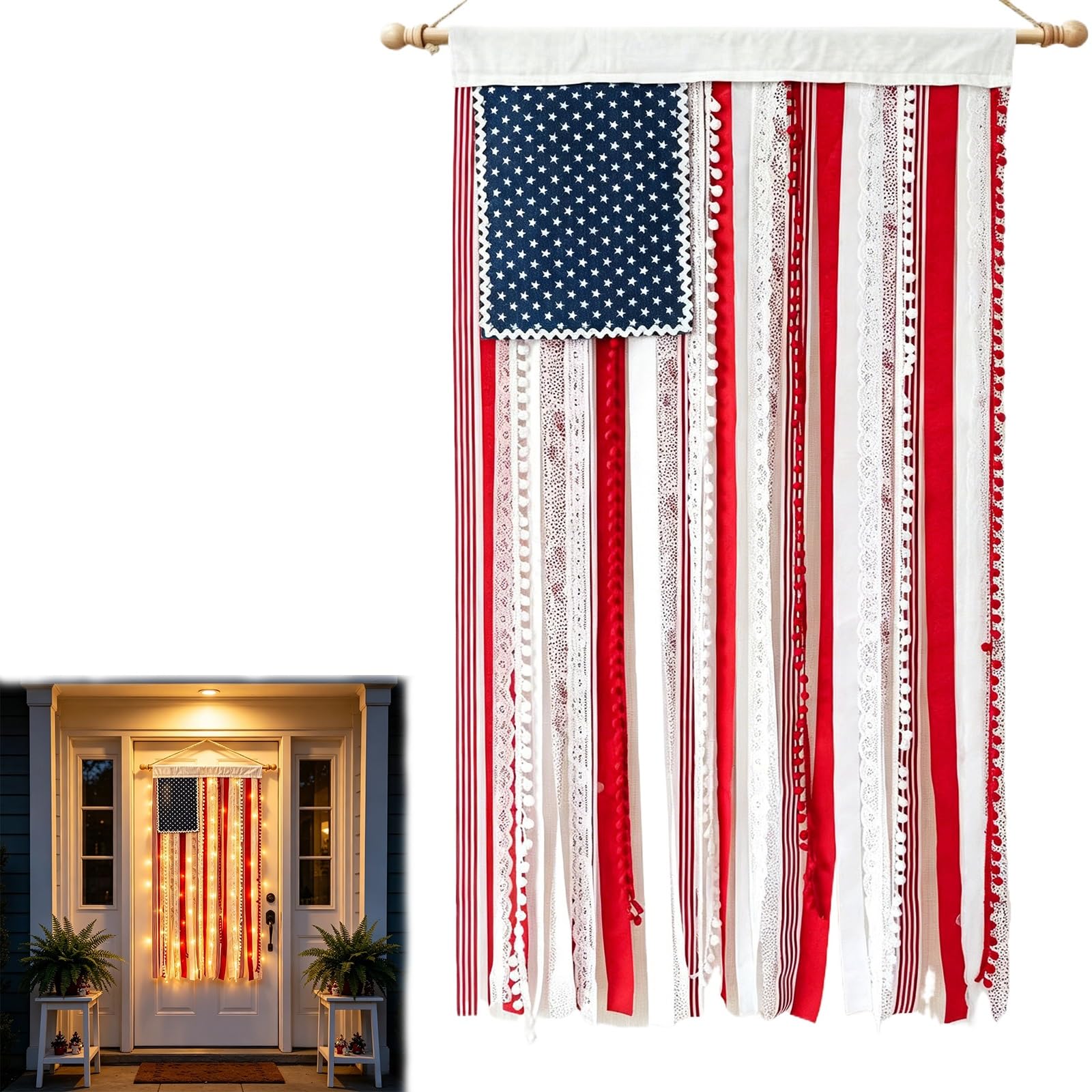 Bandera americana iluminada vintage de 4x2,3 pies para decoración exterior de jardines y patios