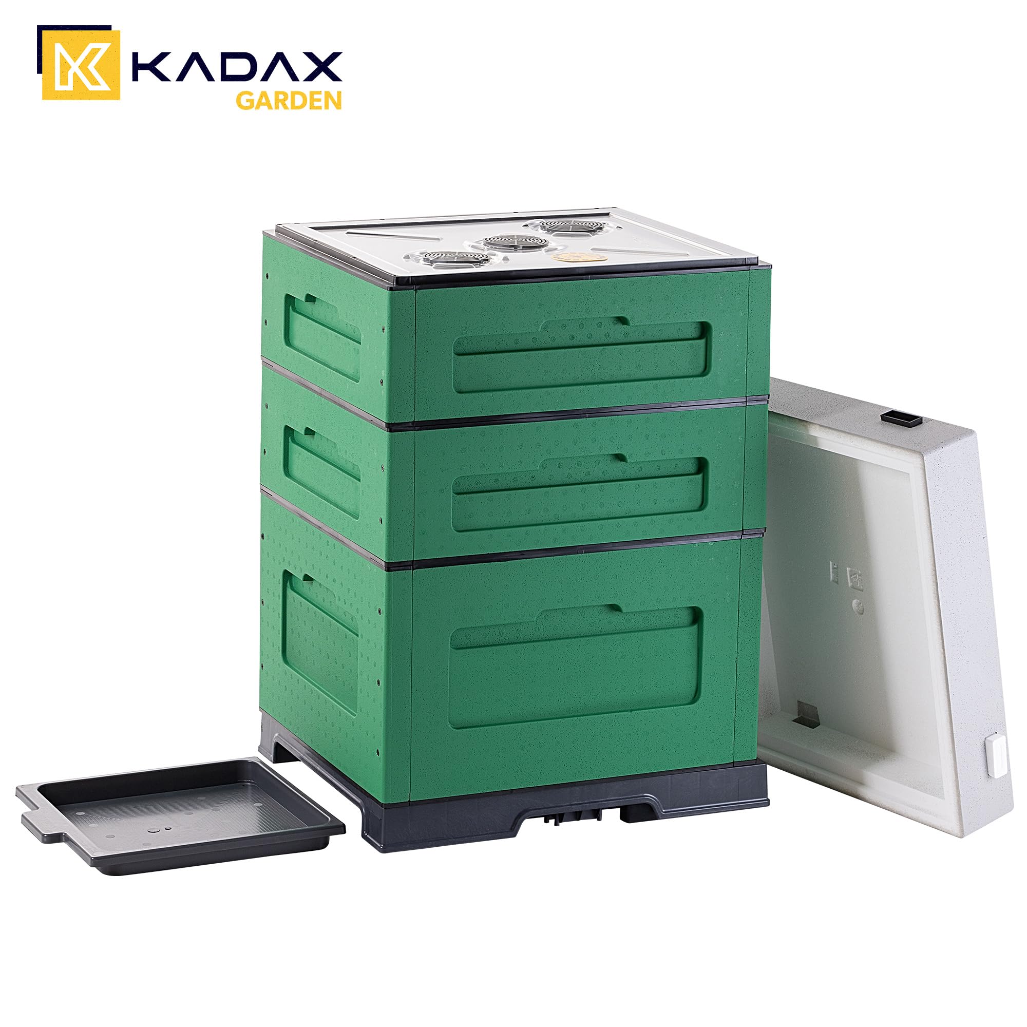 KADAX Dadant Beute 53 x 47 x 83 cm, Styroporbeute mit Hygieneboden, Magazinbeute aus Styropor, Bienenbeute, Komplettbeute für Dadant-Rähmchen (Grün)