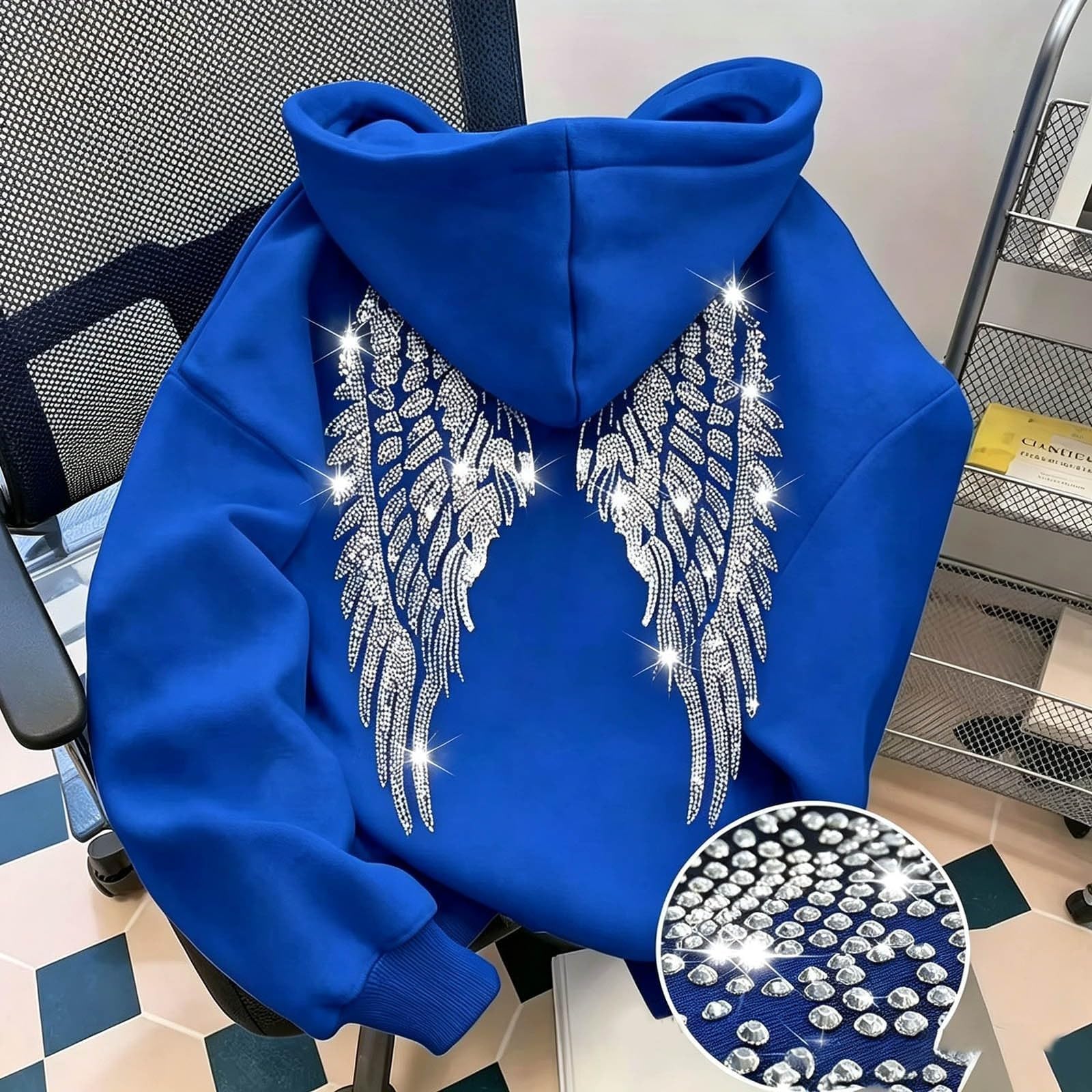 Felpa da donna con cappuccio Angel Wings, per il tempo libero, streetwear