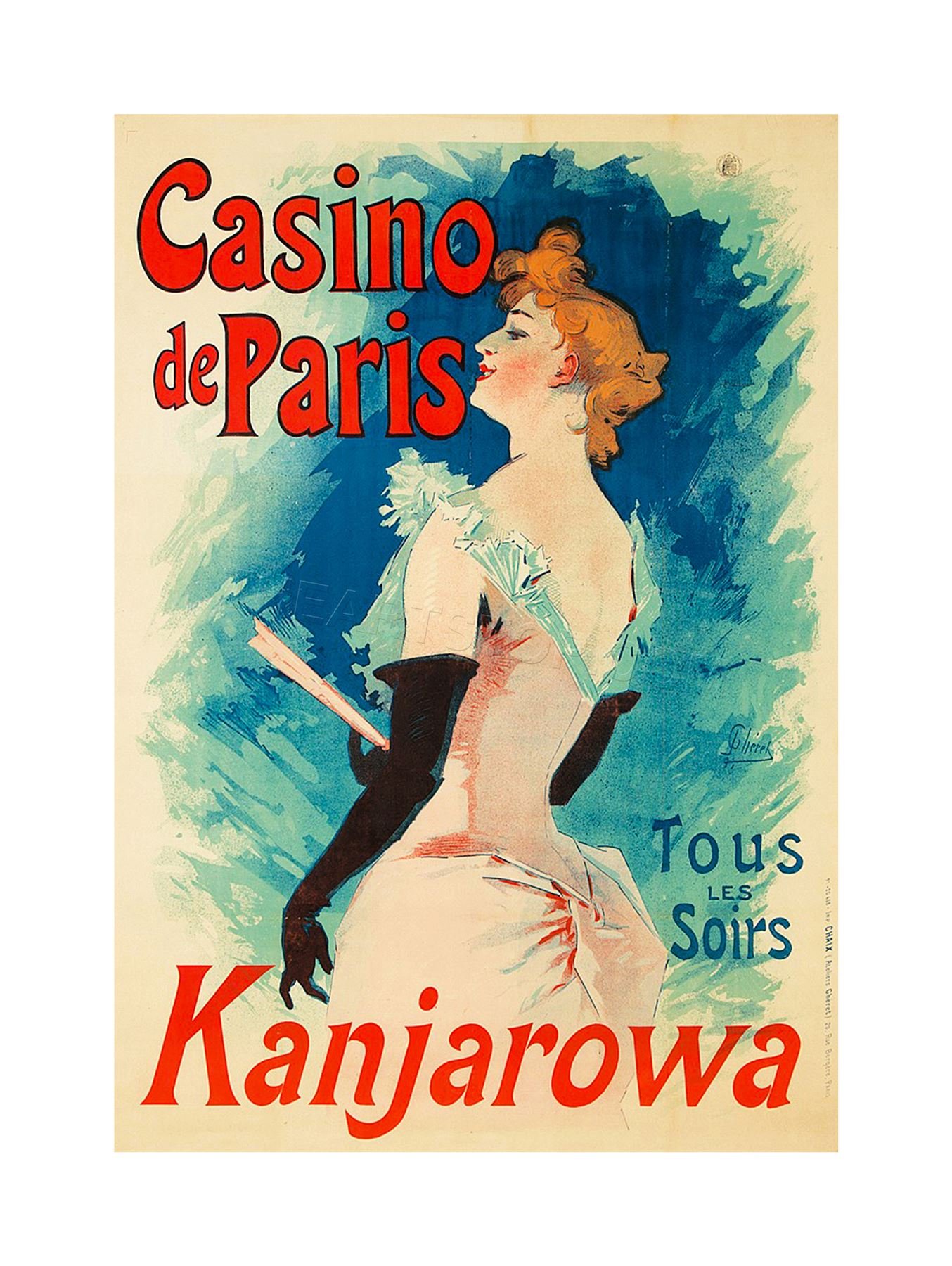 Wee Blue Coo Theatre Ad Singer Kanjarowa Cabaret Casino Paris Wall Art Print