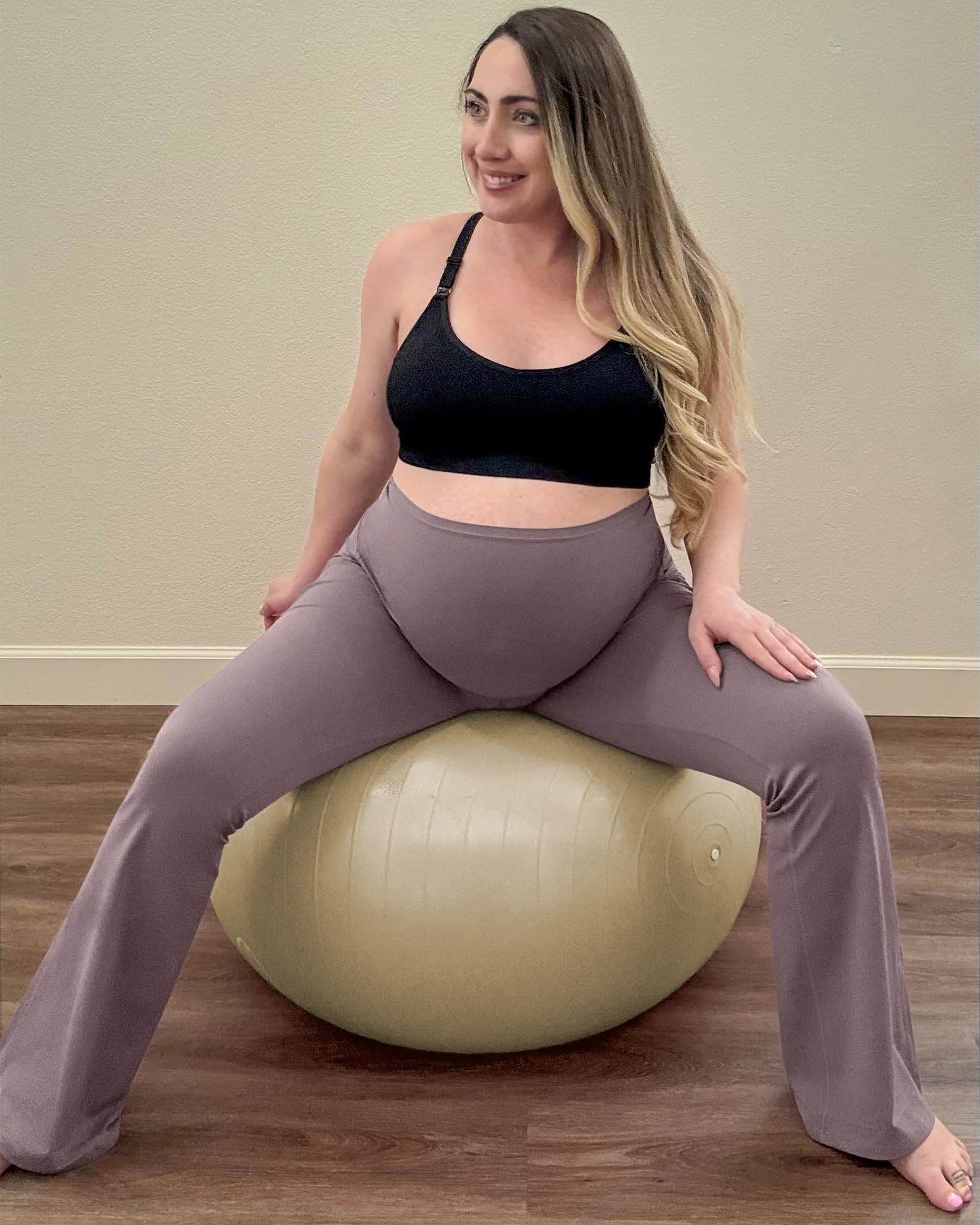 G4Free Umstandshose Damen Umstandsleggings Yogahose Hohe Taille Schlaghose Bootcut Umstandsmode Flared Schwangerschaft Leggings für Schwangere mit Taschen