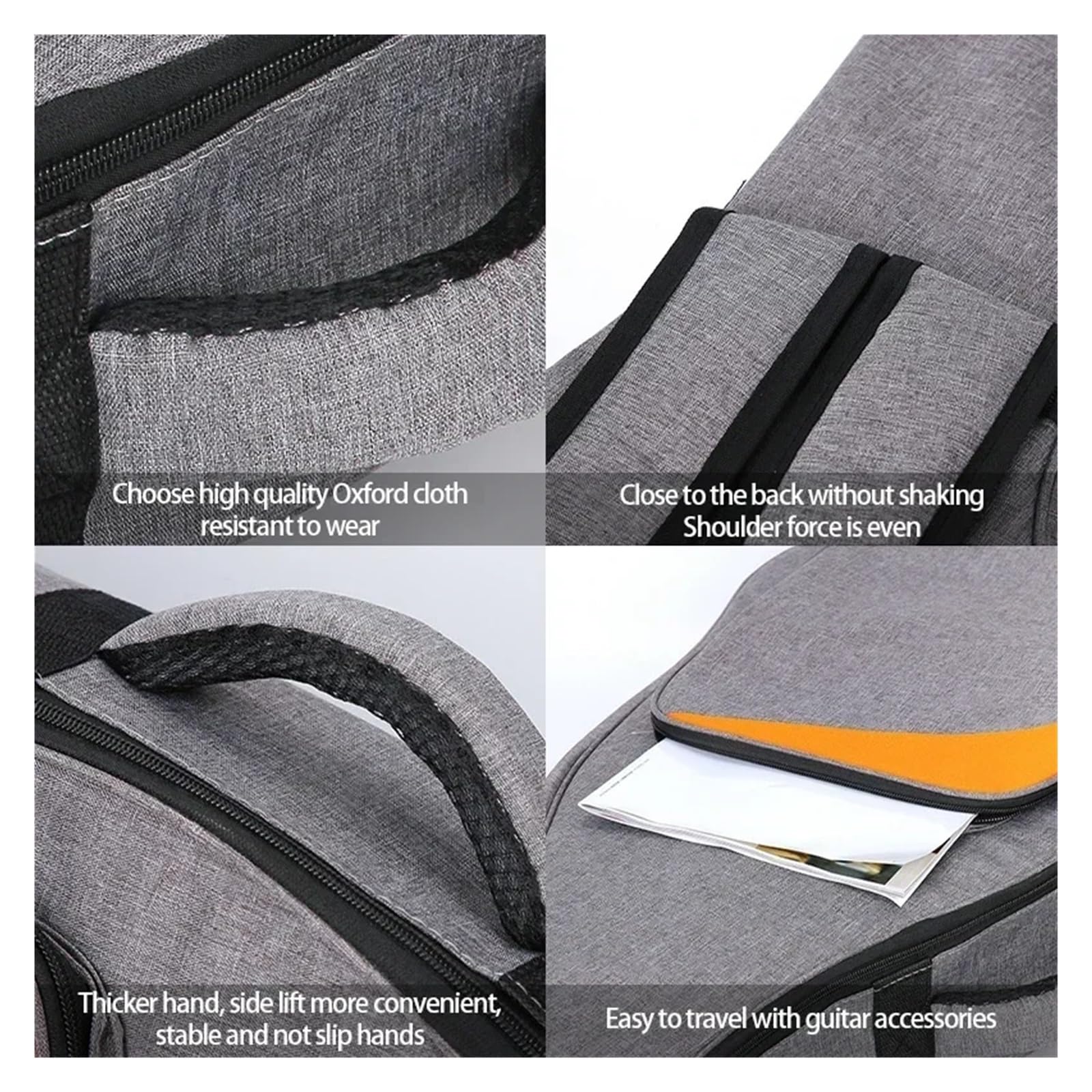Funda Guitarra Bolsa for Guitarra, Mochila, Funda Protectora de Almacenamiento, Impermeable for acústica(Black)