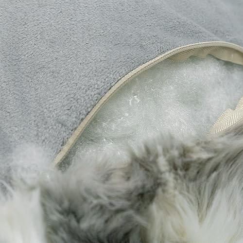 Miniatura 5 de DO-IT-Yourself - Almohada jacquard de piel sintética de conejo con brazos para sentarse en la cama, funda extraíble y relleno separado, necesita