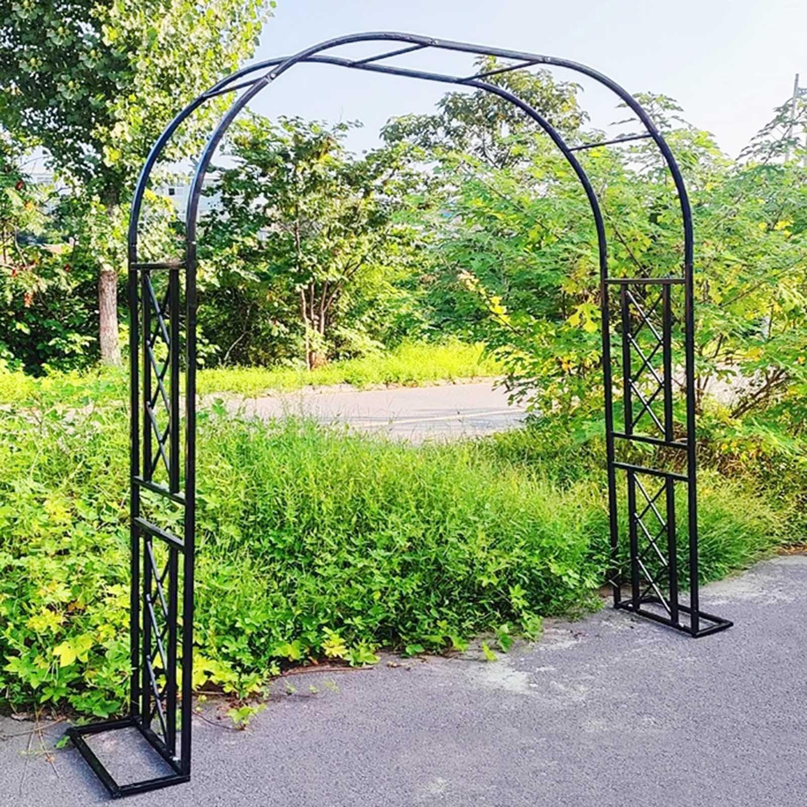 Arco da giardino in metallo per piante rampicanti, pergolato tubolare resistente, 180 x 230 x 40 cm, perfetto per cortile, patio, cortile, matrimoni, elegante design nero