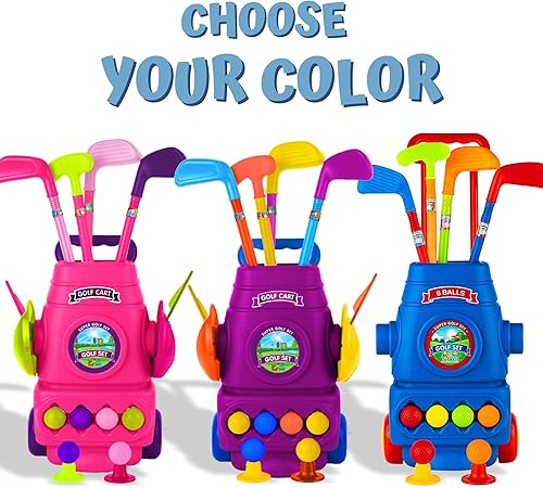 Miniatura 8 de ToyVelt Juego de golf para niños pequeños  palos de golf para niños con 6 pelotas, 4 palos de golf, 2 agujeros de práctica y una alfombrilla de