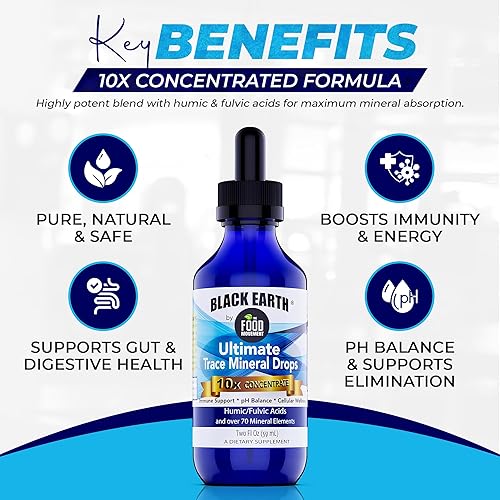 Miniatura 4 de Black Earth Ultimate Trace Minerals 10x by The Food Movement - Humic Fulvic Trace Mineral Supplement - Gut Health, Brain Health, Better Energy - 2
