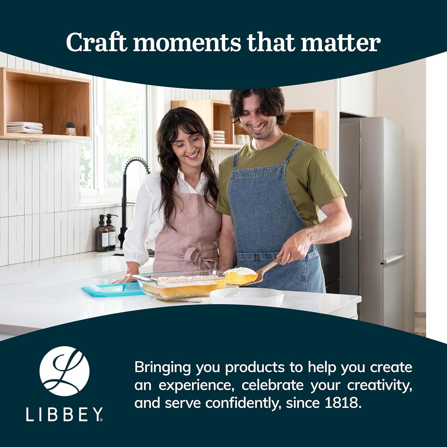 Libbey Baker’s Premium 2 Piece Glass Baking Dish Set, Stackable Casserole Dish with Lid Set, Baking Glassware for Casseroles, Lasagna, Brownies, Cakes