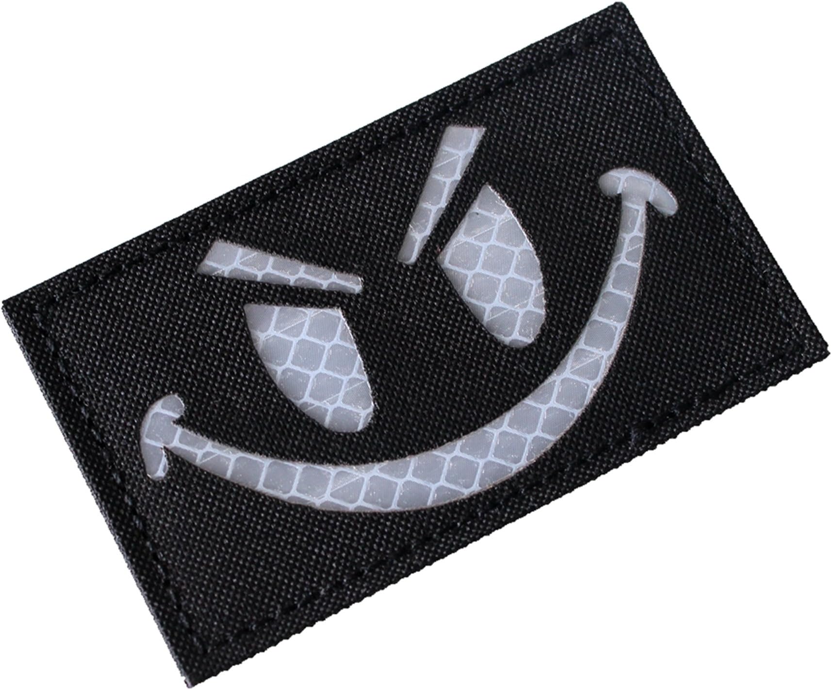 Hannah fit High Reflective Nylon Fabric Black Evil Smiley Face Tactical Patches（2x3.5 inch） (Black)