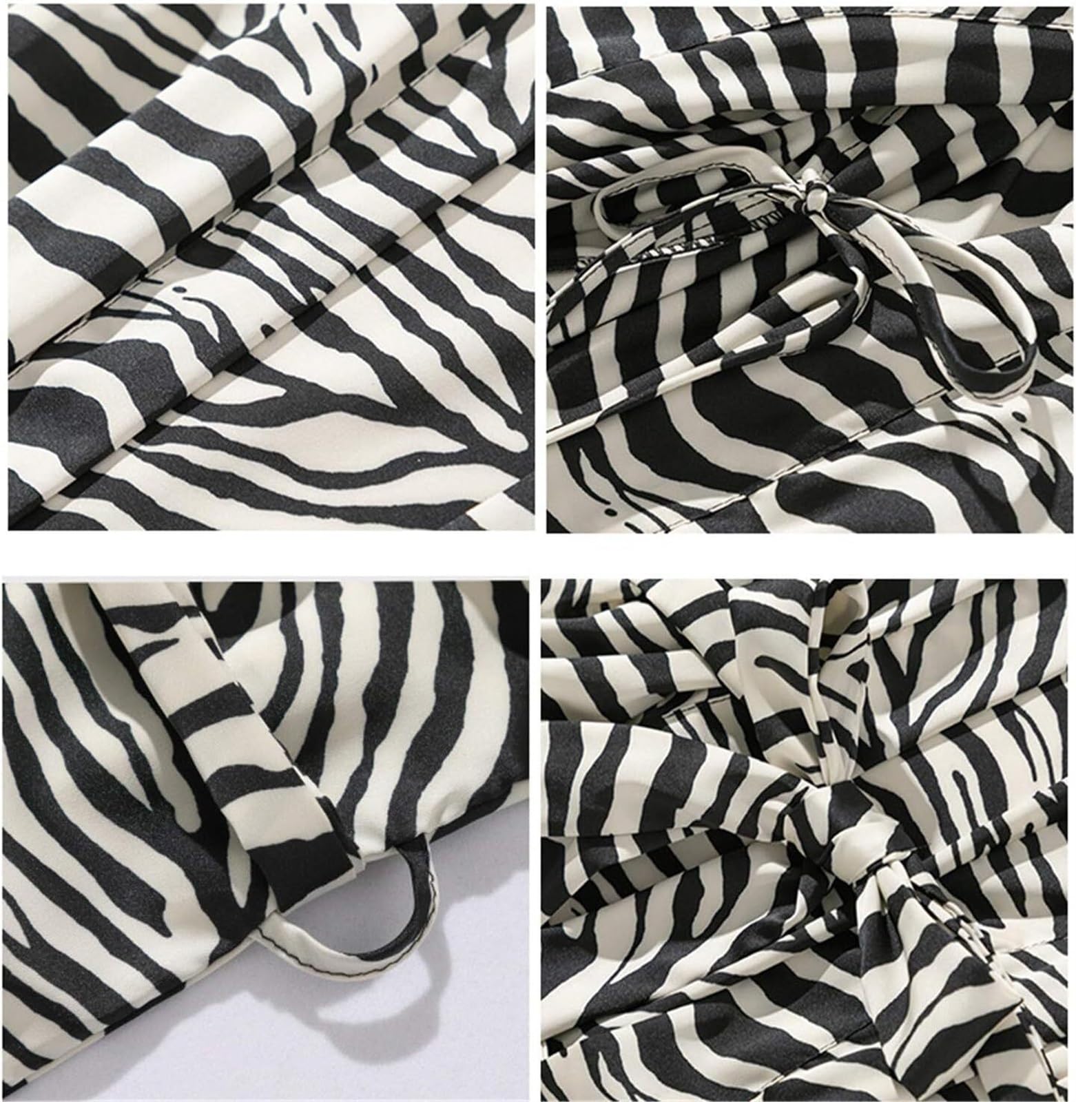 Szlafrok Damska Szyfonowa Piżama Z Nadrukiem Zebry Kimono Szata Koszula Nocna Bielizna Szlafrok Odzież(XL)
