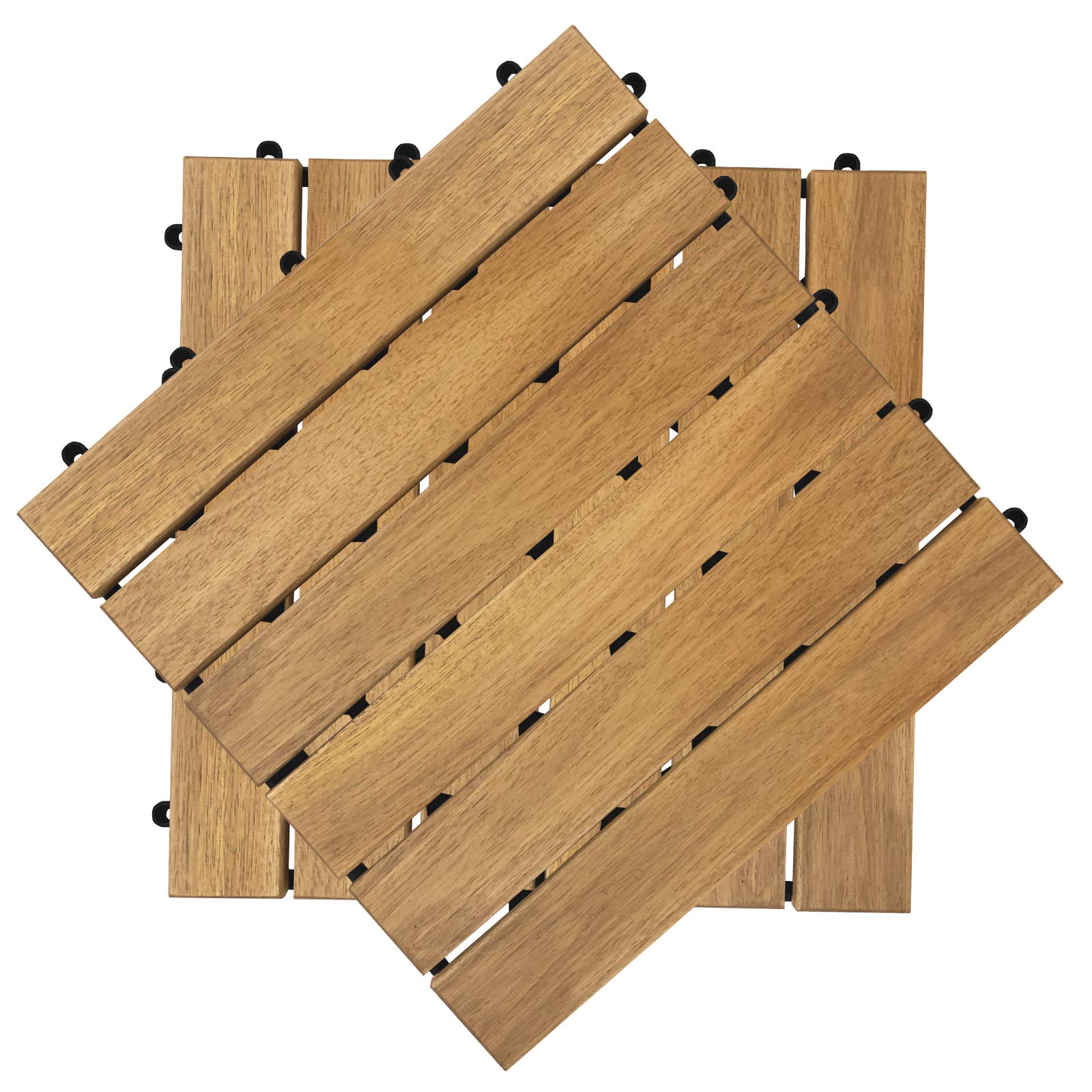 YUENFONG Baldosas de Terraza de Balcón, Suelo Exterior de Madera de Acacia, 30 x 30 cm (55 Piezas, Modelo A)