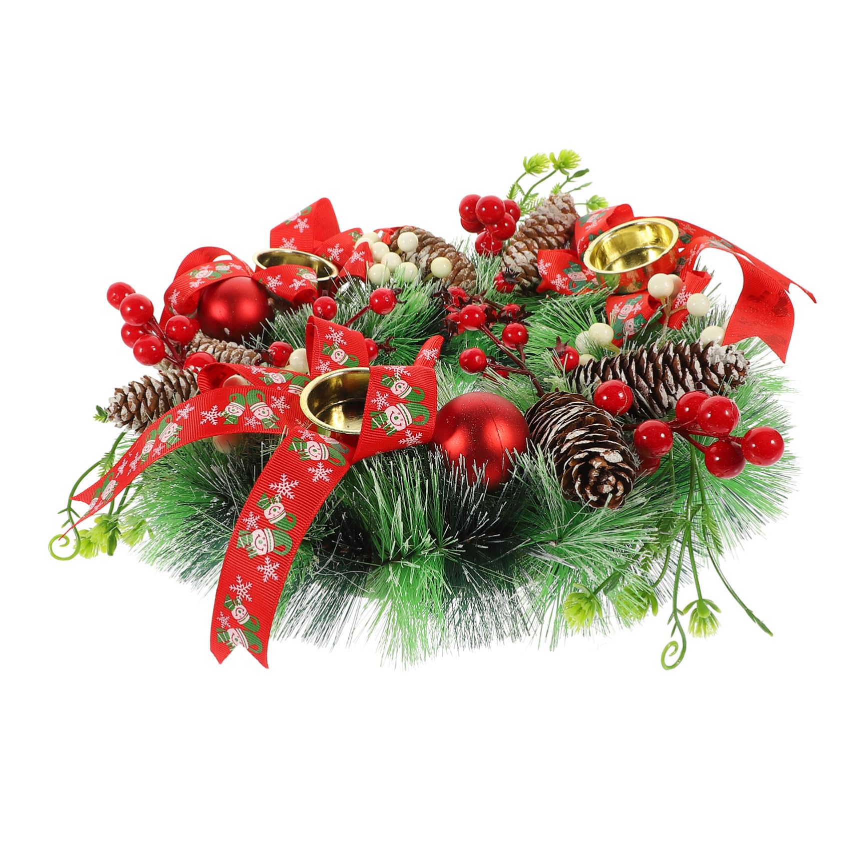 FUNOMOCYA Candle Holder Christmas Ornament 12 Pcs Xmas Wreath Candle Holder Table Centerpiece
