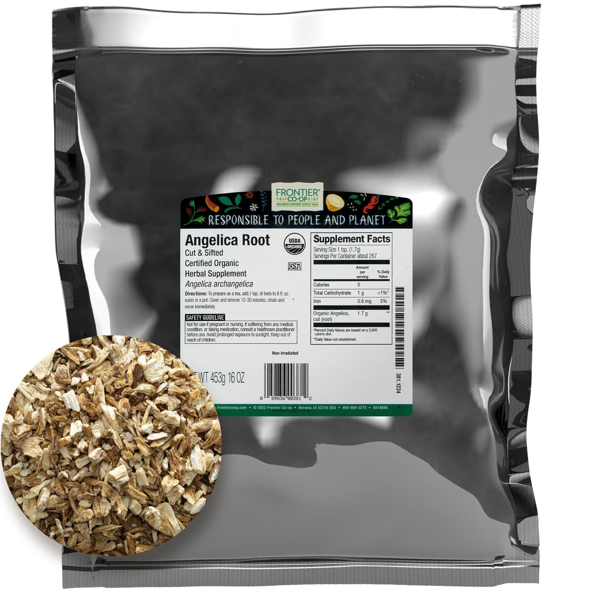 Frontier Co-op Organic Cut & Sifted Angelica Root 1lb
