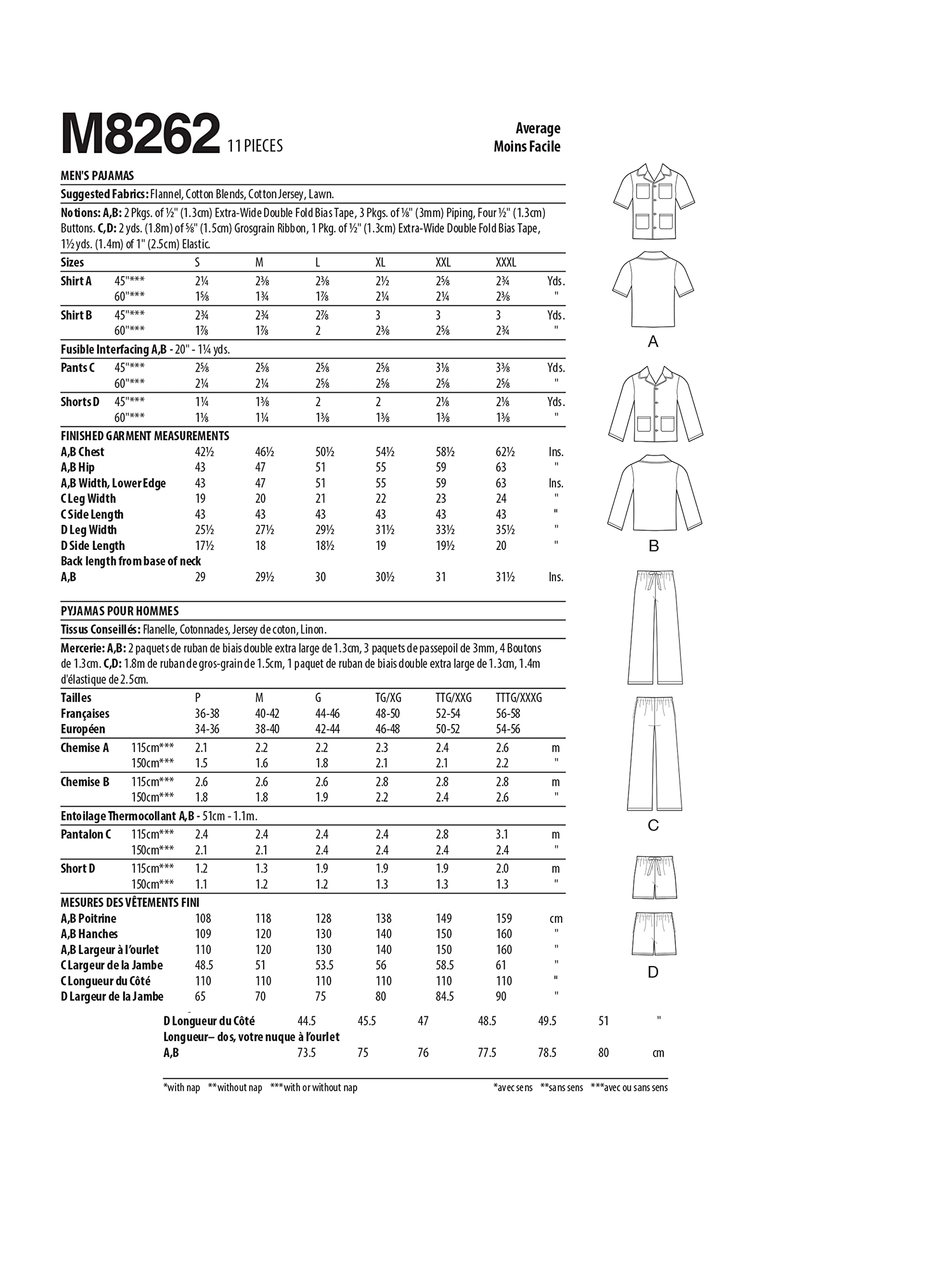 McCalls Sewing Pattern 8262 Pyjamas XN (X-XXL-XXXL) - Image 2