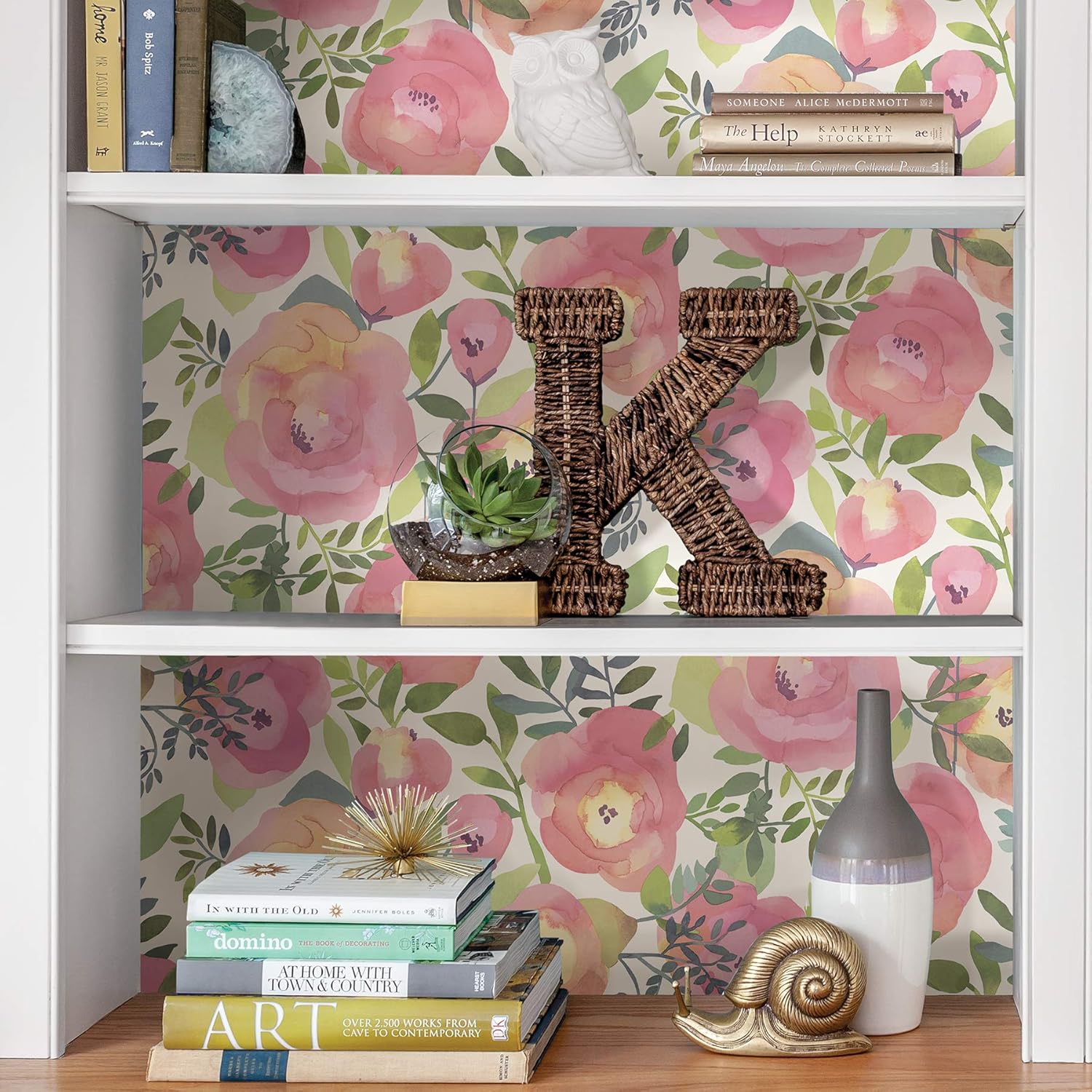 NuWallpaper Peachy Keen Peel and Stick Wallpaper, Pink Floral Removable Contact Paper for Walls, Self Adhesive Wall Covering for Bedroom Living Room Accent Wall