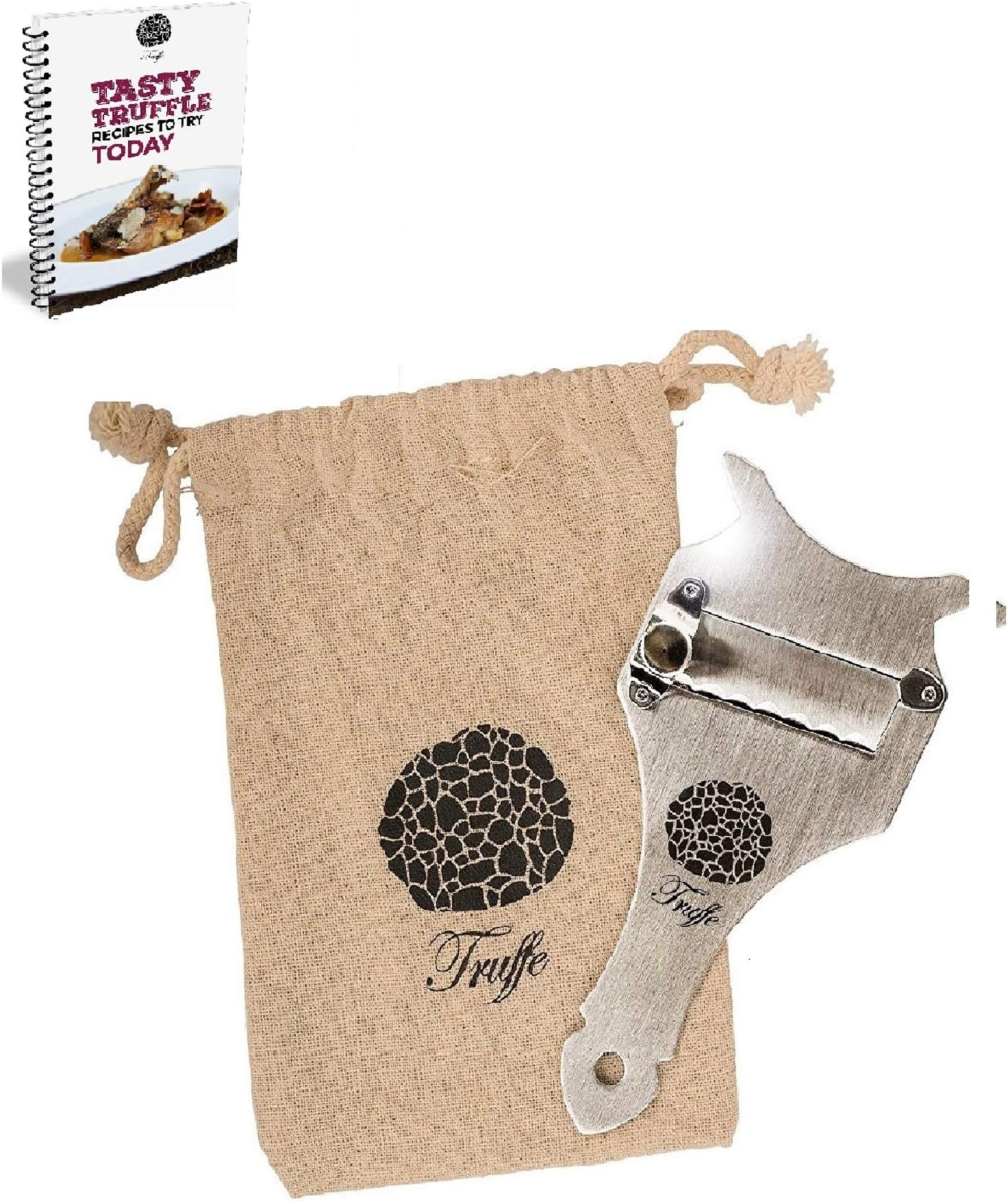 5☆ Truffle Slicer & Chocolate Shaver with Chic Fabric Bag, Recipe E-Book & PDF User Guide. Trim Those Truffles! Also Shaves Cheese, Garlic, Mushrooms & Veg! Premium Stainless Steel & Adjustable Blade