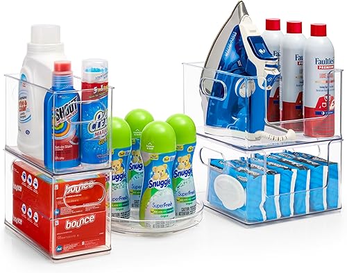 Sorbus Juego de organizador de lavandería, 2 cubos grandes apilables con parte delantera abierta, 2 cubos de almacenamiento estrechos apilables, 1