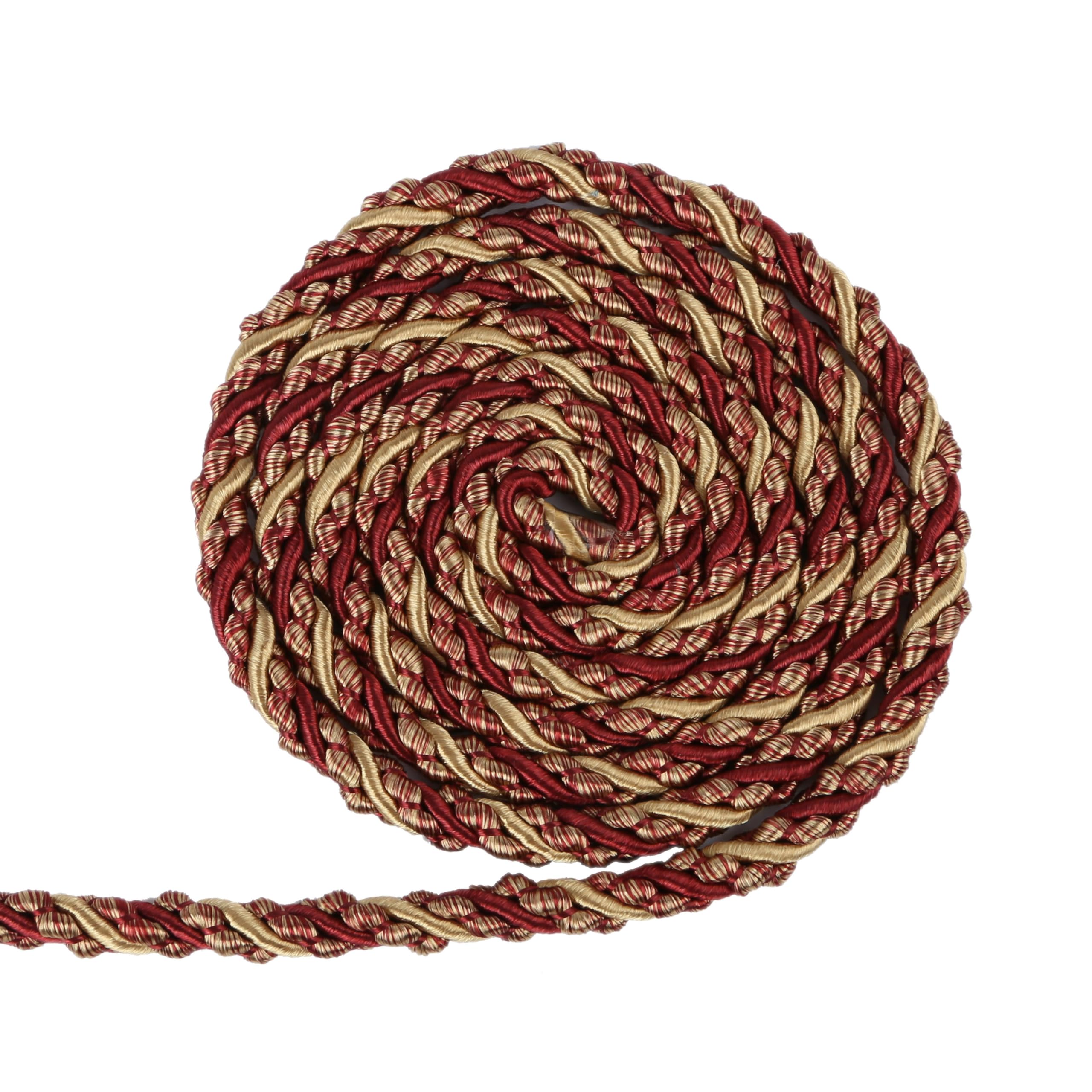 BEL AVENIR Twisted Cord, 0.27 inch 10Yards Cord Trim Basic Sewing Luxury Multicolor Handmade Crafts Nylon Cord for DIY, Home Decor, Embellishment(Red)
