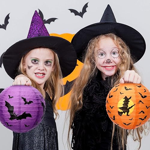 Miniatura 2 de 12 linternas de papel de Halloween, farol Jack O Lanterns, calabaza, faroles colgantes de araña, murciélago y esqueleto para Halloween, suministros