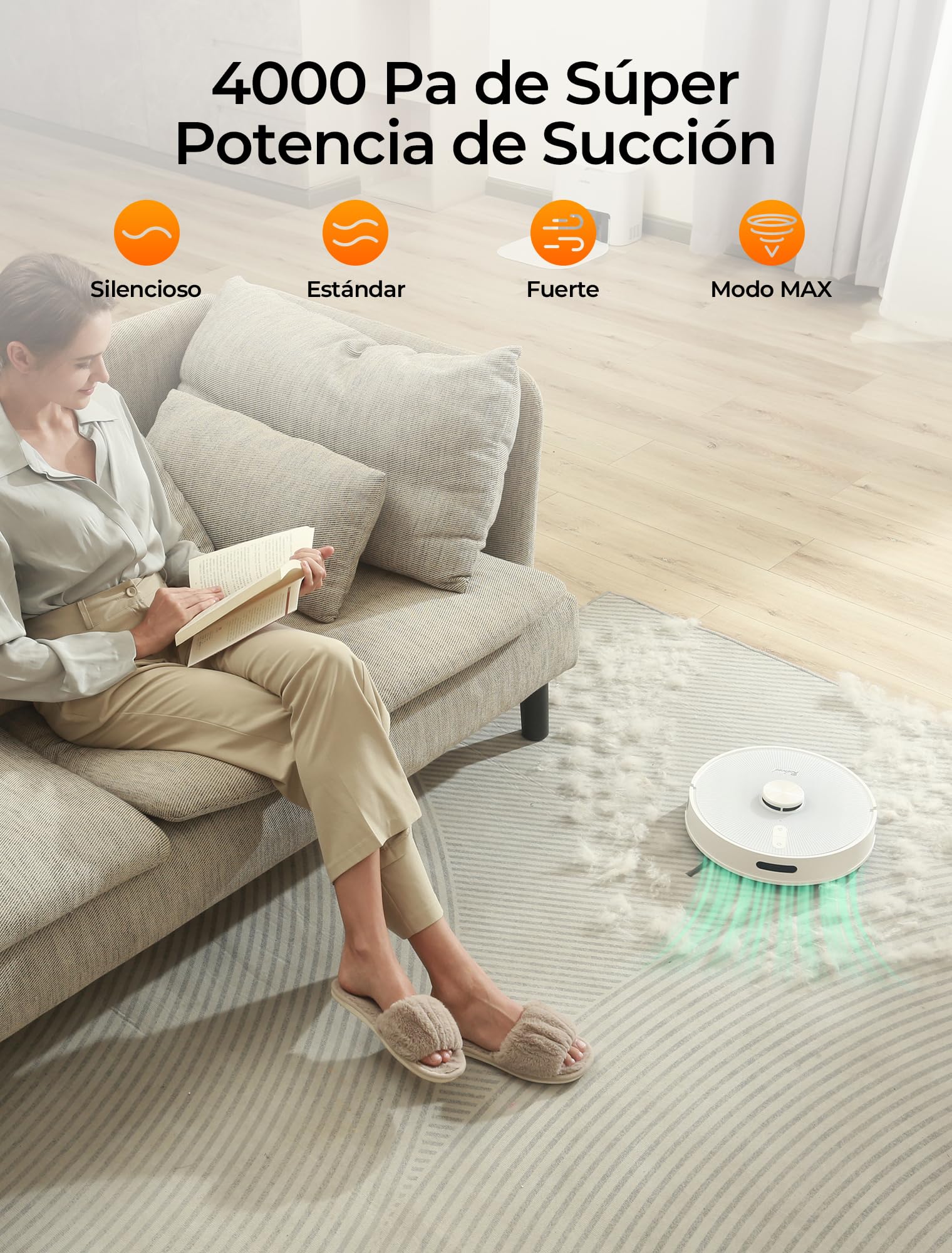 R10 Robot Aspirador y Fregasuelos con Mapeo, Aspira y Friega Suelos, Vaciado Automático de Polvo de 4L, Doble Navegación LiDAR + IMU, Zonas Prohibidas y Muros Virtuales, Control App, Alexa y Google