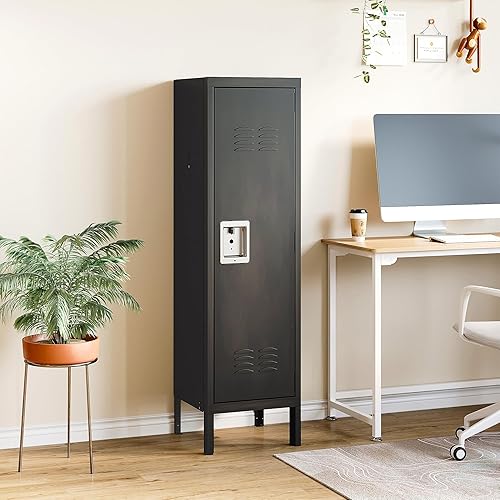 Miniatura 7 de Armario de almacenamiento de metal, armario de metal con cerradura para empleados con puerta, armario de acero de 55 pulgadas de altura para el