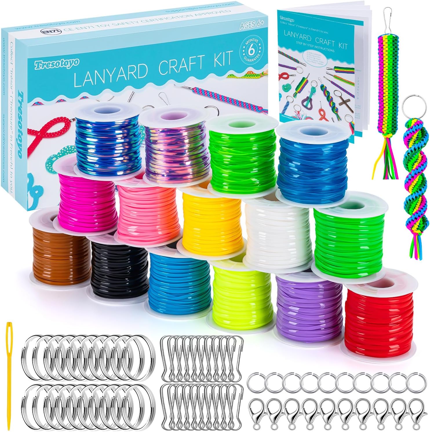 Lanyard String, 30 Rolls Gimp String, Plastic Strings Lacing Cord, Boondoggle Strings Kit (Glossy/Glow in Dark/Laser/Glitter)