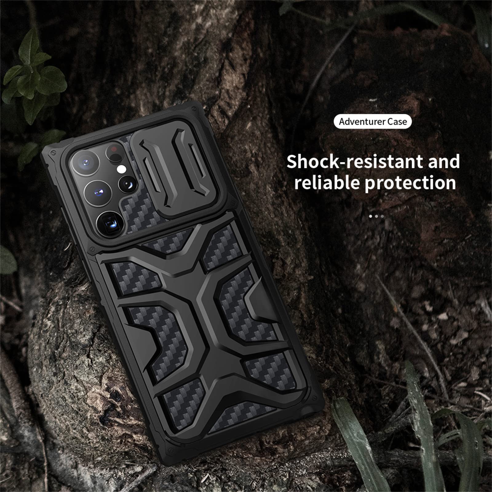 Funda para Samsung Galaxy S22 Ultra 5G,Cubierta Deslizante Cámara Protección Estuche Híbrido No voluminoso Antiarañazos Ligera Delgado Funda Rígida PC +TPU Anti-Golpes Caso