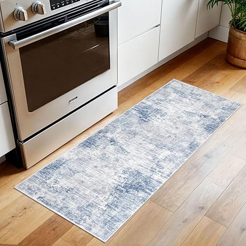 Miniatura 118 de IOHOUZE Alfombra pequeña abstracta de 2 x 3 pies, alfombra de entrada lavable para entrada interior, alfombras con respaldo de goma, alfombra gris