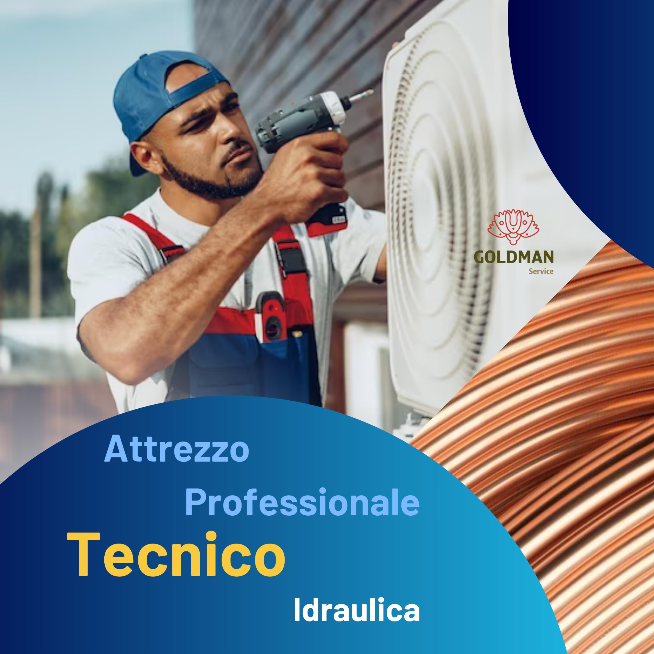 GOLDMAN SERVICE - Macchina piegatubi manuale per tubo di rame di aria condizionata e ventilazione con tubi brevi. (da 5 a 12 mm)