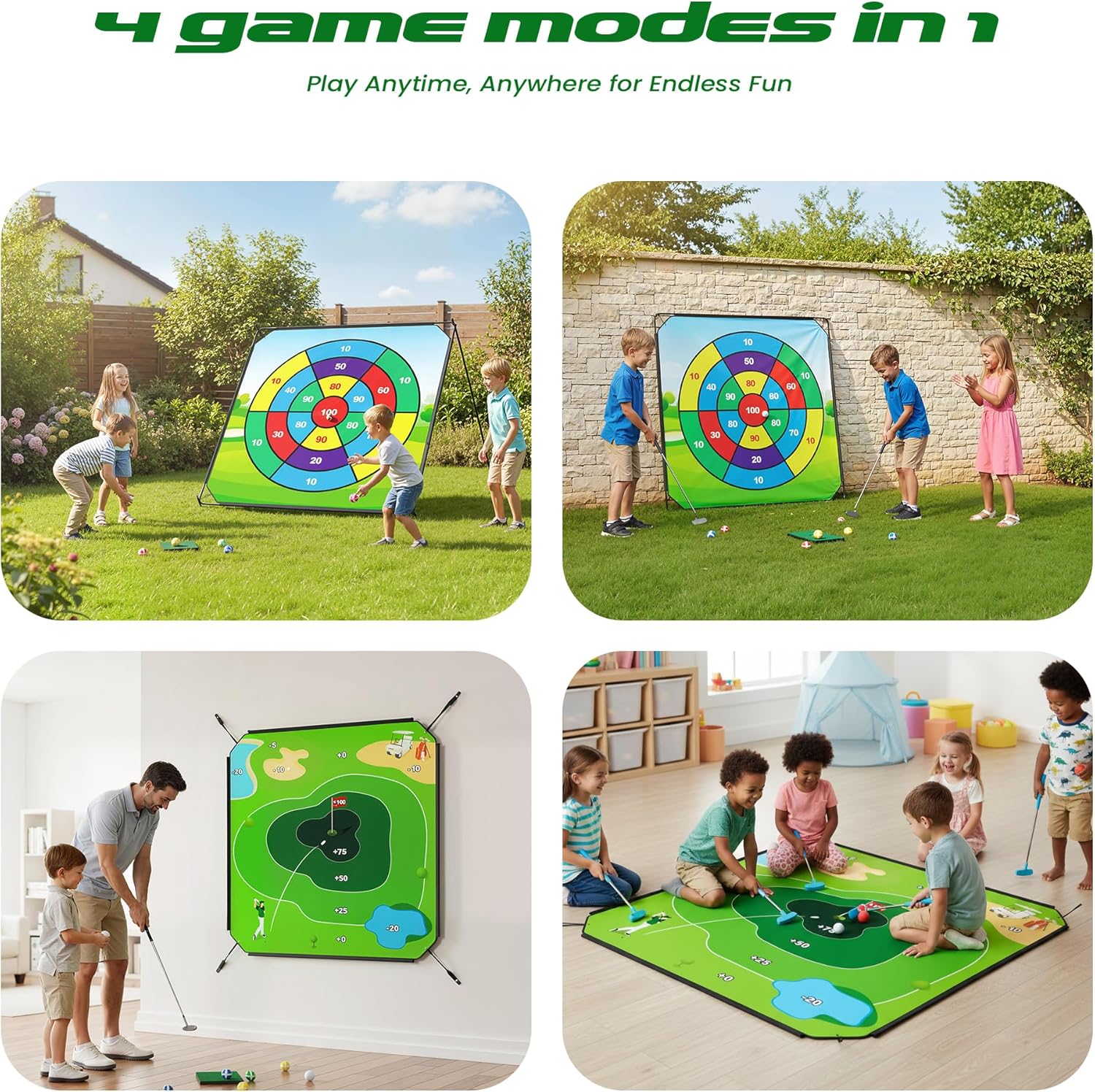 72" x 72" Battle Golf Chipping Game - 2-in-1 Sticky Golf Game Set, Large Chipping Mat with 20 Sticky Balls for Chipping Practice - Fun Family Party Game for Indoor and Outdoor Use