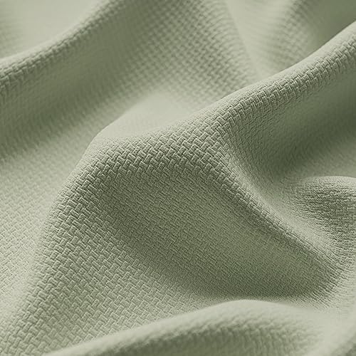 Miniatura 8 de FMFUNCTEX Cortinas 100% opacas para dormitorio, cortinas de tejido geométrico verde salvia de 72 pulgadas de largo, cortina con aislamiento térmico