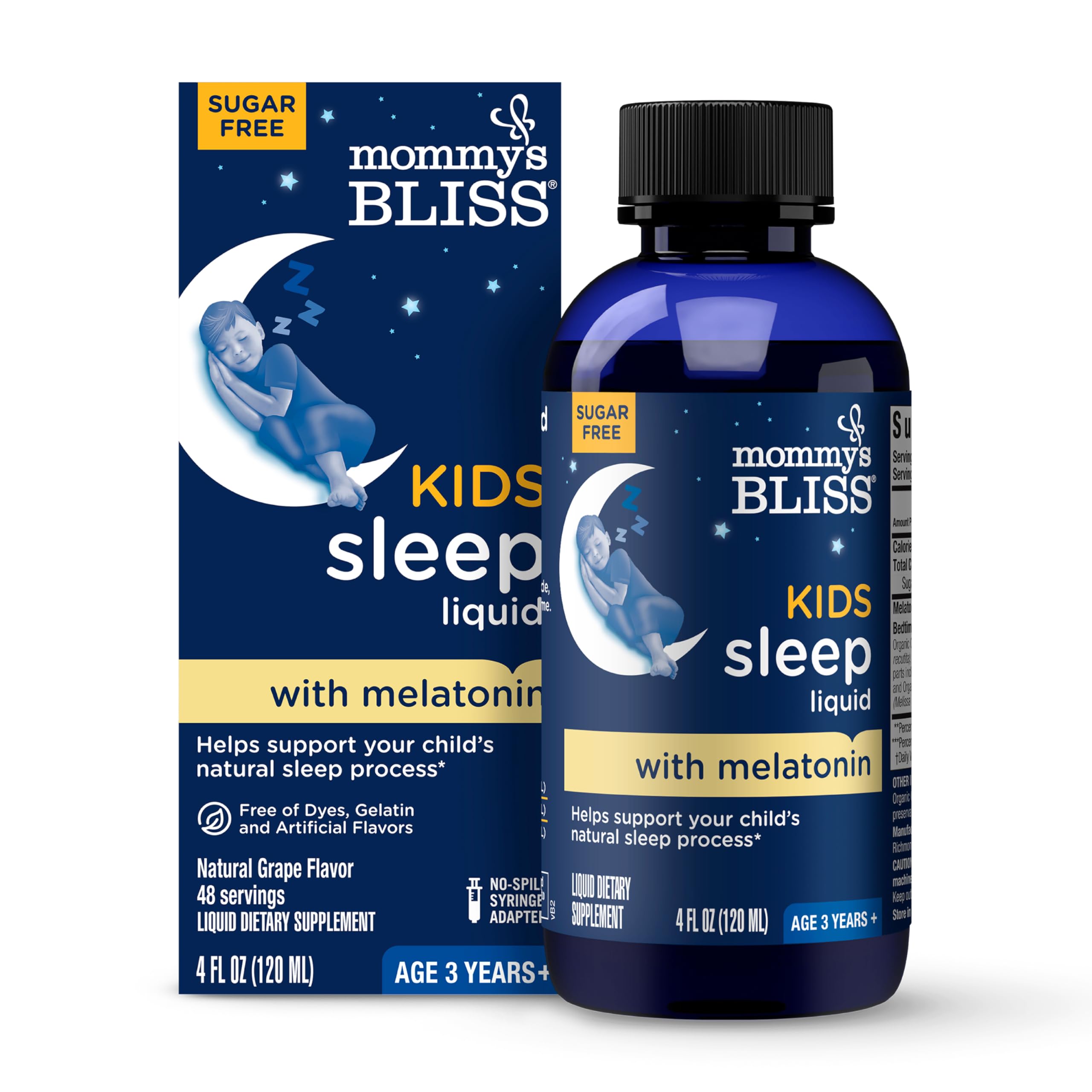 Mommy's Bliss Kids Sleep Liquid with Melatonin & Calming Herbs | Supports The Natural Sleep Process for Children 3 Years & Up | Grape Flavor | Sugar Free| 4 Fl Oz (60 Servings)