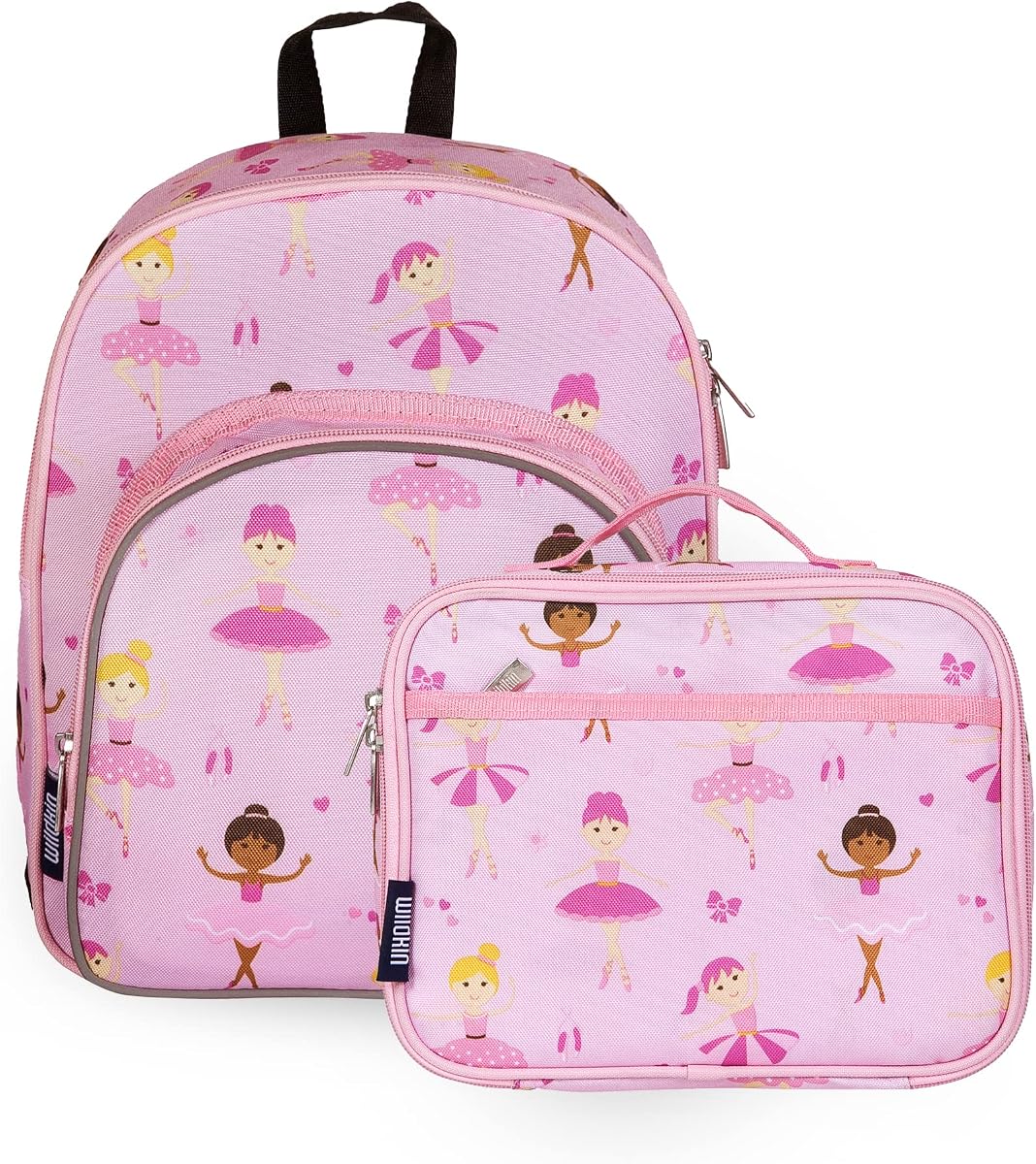 Wildkin 12-Inch Kids Backpack & Insulated Lunch Box Bag Bundle – Durable, Lightweight School & Travel Set for Kids - Ballerina