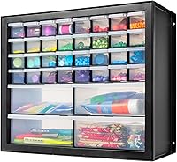 IRIS USA 36-Drawer Stackable Small Parts Organizer Cabinet - Screws, Hardware, Crafts, Beads Storage Bin Black