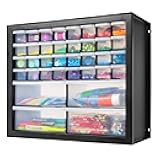 IRIS USA Screw Tool Organizer Small Parts Cabinet, 36-Drawer, Electronics Hardware Nuts and Bolts Plastic Storage Drawers Garage Storage, Stackable Bead Craft Organizer Building Bricks Sorter, Black