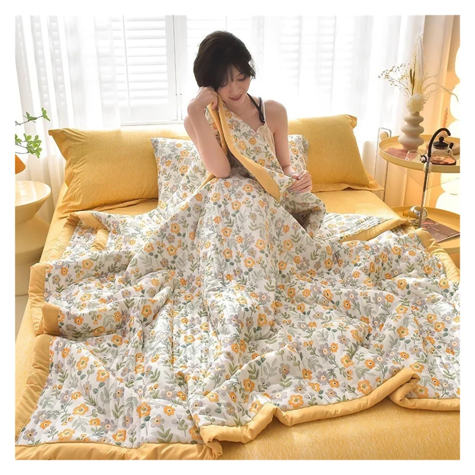KHASCBNF Lightweight Duvet Breathable, Comfortable, And Cool Feeling Silk Summer Quilt, Air-conditioned(5,150x200cm)