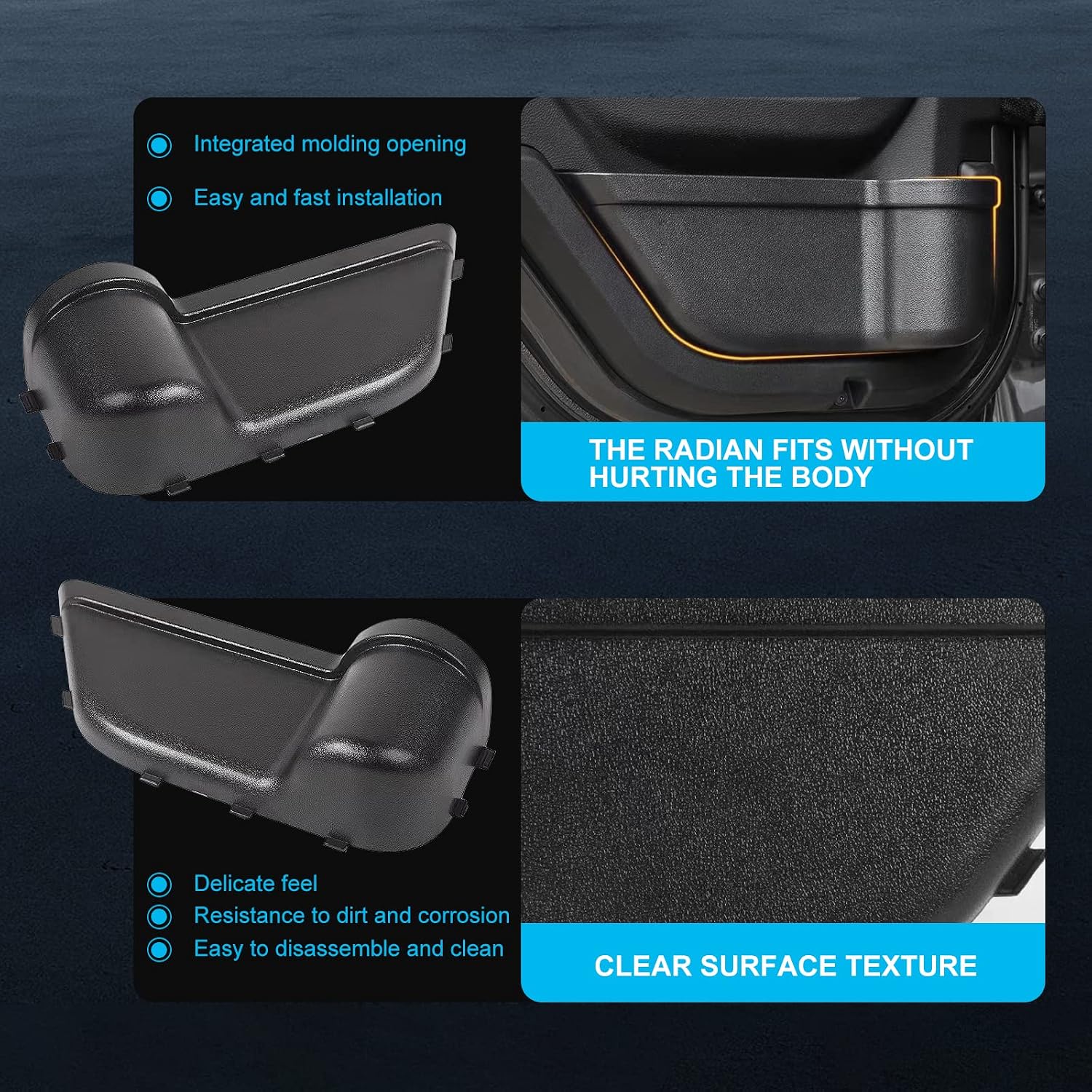 PENSUN Front and Rear Door Storage Pockets, Door Side Organizer Box Fit for 2018-2023 Jeep Wrangler JL Gladiator JT, Interior Accessories Black 4PCS
