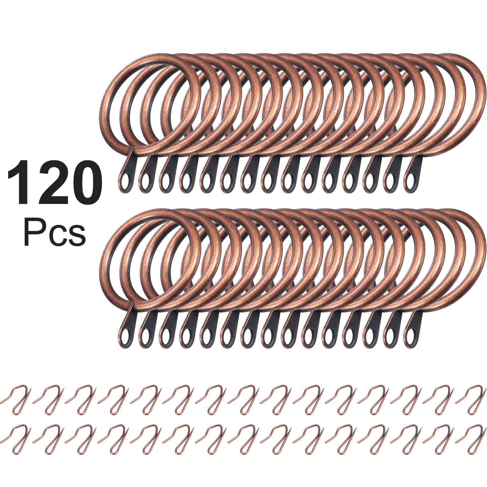 120 Anillos de Cortinas de Metal Anillos para Colgar Cortinas y Ganchos de Metal para Cortinas de Ducha Puerta Ventana, 30 mm de Diámetro Interno (Bronce)