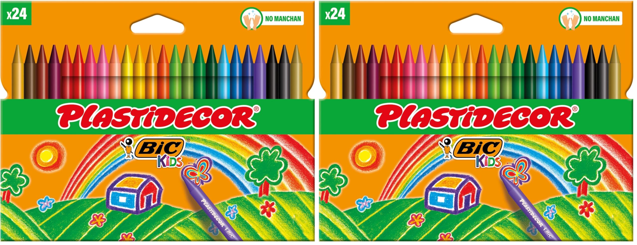 BIC Kids Ceras de Colores para Niños, Óptimo para material escolar,Plastidecor, Colores Vivos Surtidos, Ideal para colorear, 24 Ceras (Paquete de 2) en oferta en Amazon