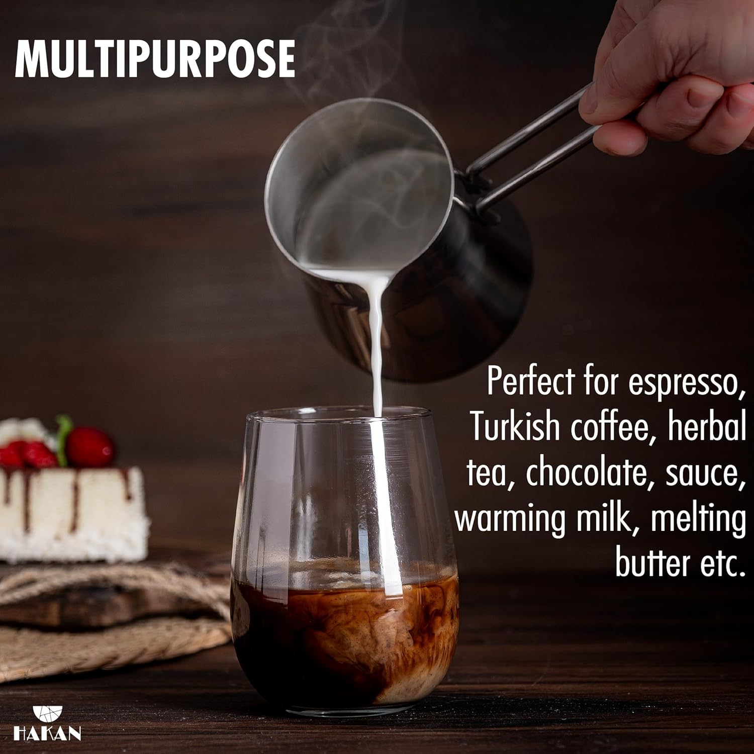 Hakan Topkapı Stainless Steel Turkish Coffee Pot, 16.9 Oz, 500 cc Midi Greek Arabic Coffee Maker with Spout, Stove Top Coffee Maker in Box, Milk Warmer with Handle, Chai Pot Cezve, Ibrik, Briki - Image 5