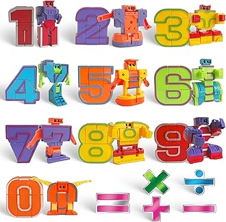 Liberty Imports 15 PCS Number Robots Transforming Toys Set - Math Counting Numerical Transform Robot Figures, Educational STEM Learning Bots for Kids