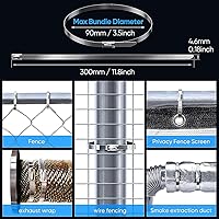 Vista 6 de Bridas de metal, 100 piezas de 11.8 pulgadas, bridas de acero inoxidable 304 multiusos, adecuadas para valla de eslabones de cadena al aire libre